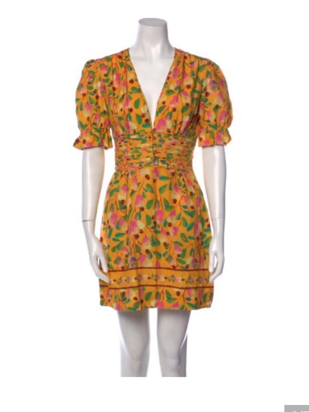 FARM Rio Mini Cashew Mini Dress Medium Orange Yellow Pear Dress